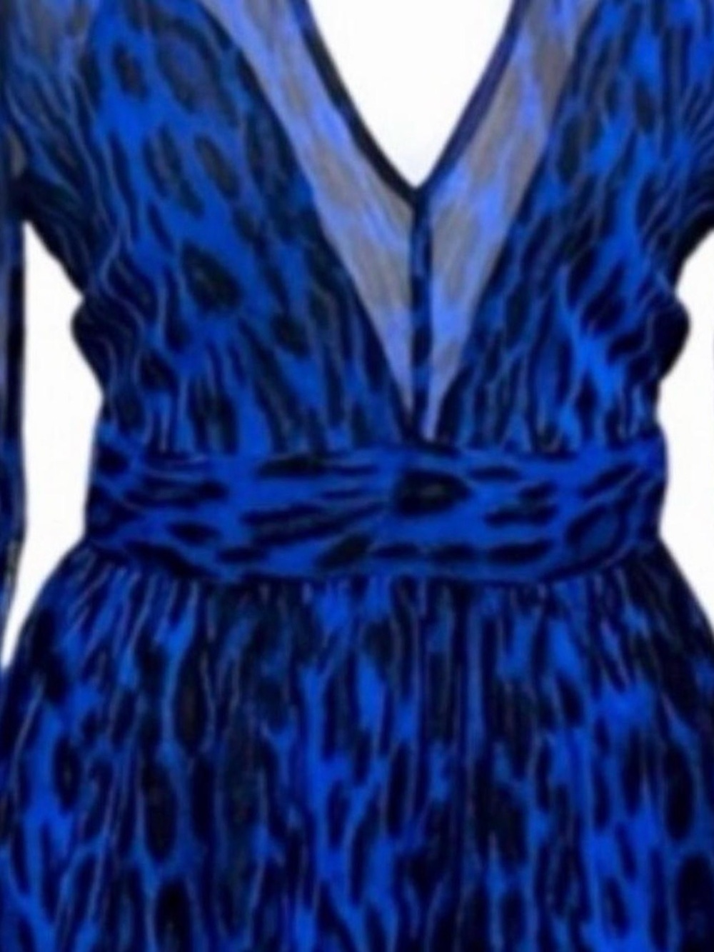 Michael Kors Electric Blue Leopard Print V-Neck Mini Dress - Picture 4 of 8